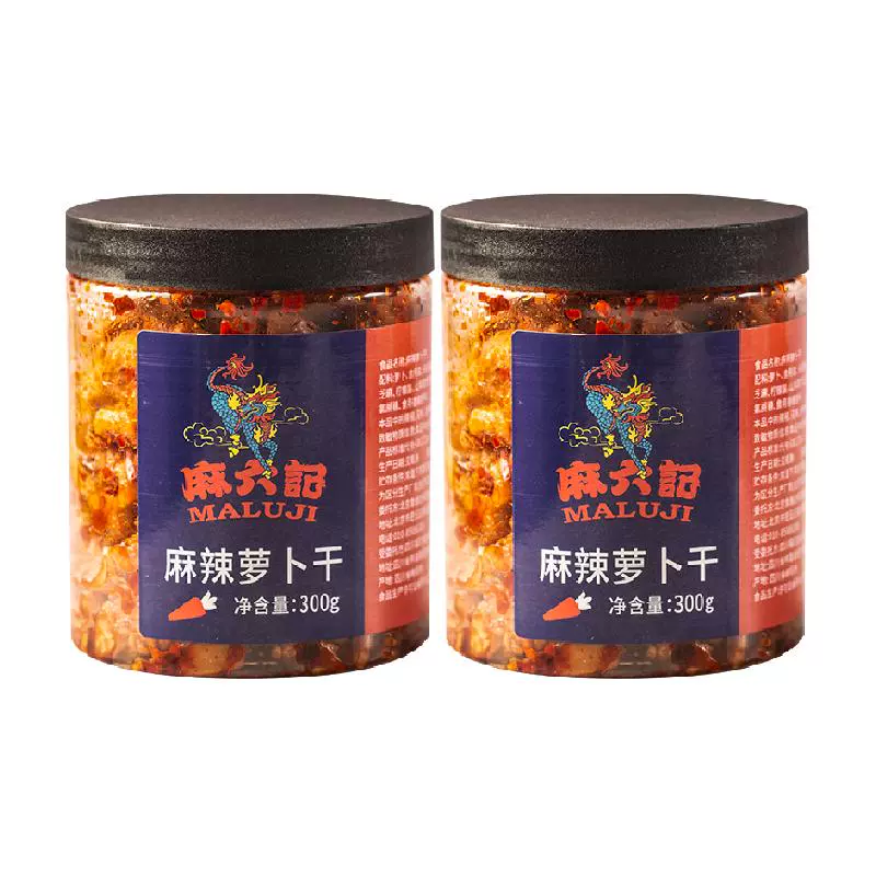 麻六记 麻辣萝卜干香辣萝卜丁咸菜腌制开胃菜下饭菜300g*2 ￥17.95