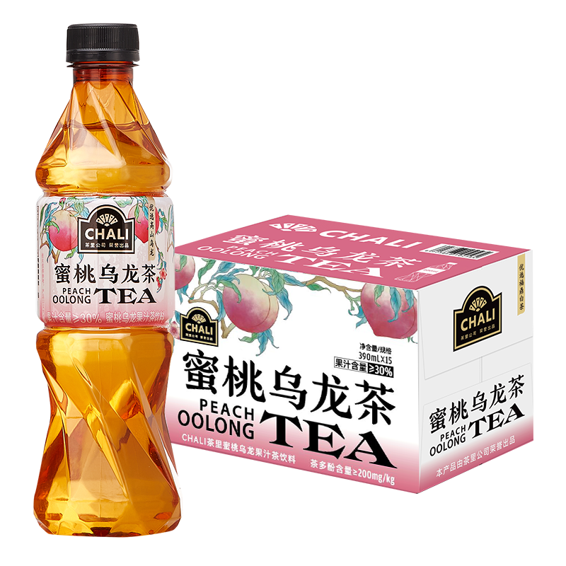 plus会员、需首购:CHALI茶里公司 蜜桃乌龙果汁茶饮料 390ml*15瓶 32.55元包邮