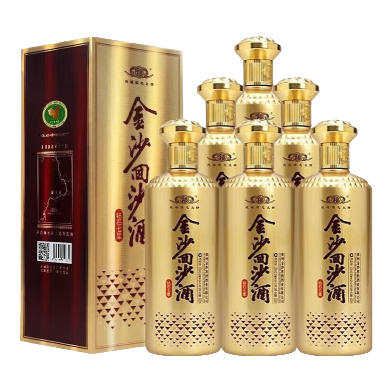 PLUS会员：JINSHA 金沙 回沙酒 钻石七星 53度酱香型白酒 500mL*6瓶 整箱装+赠1951