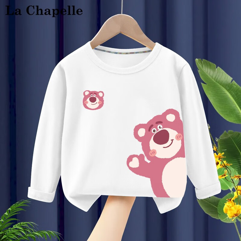 LA CHAPELLE MINI 长袖t恤秋季新款长袖打底衫 白色草莓熊 90 16.37元（需买3件，