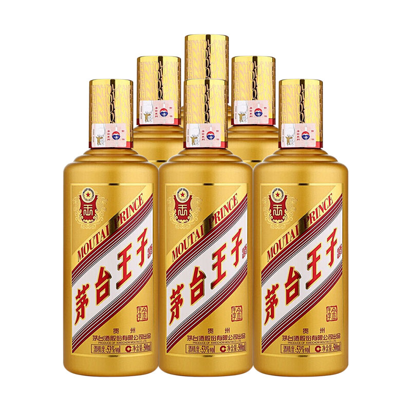 MOUTAI 茅台 王子酒 金王子 酱香型白酒 53度 500mL 6瓶 1318元（需用券）