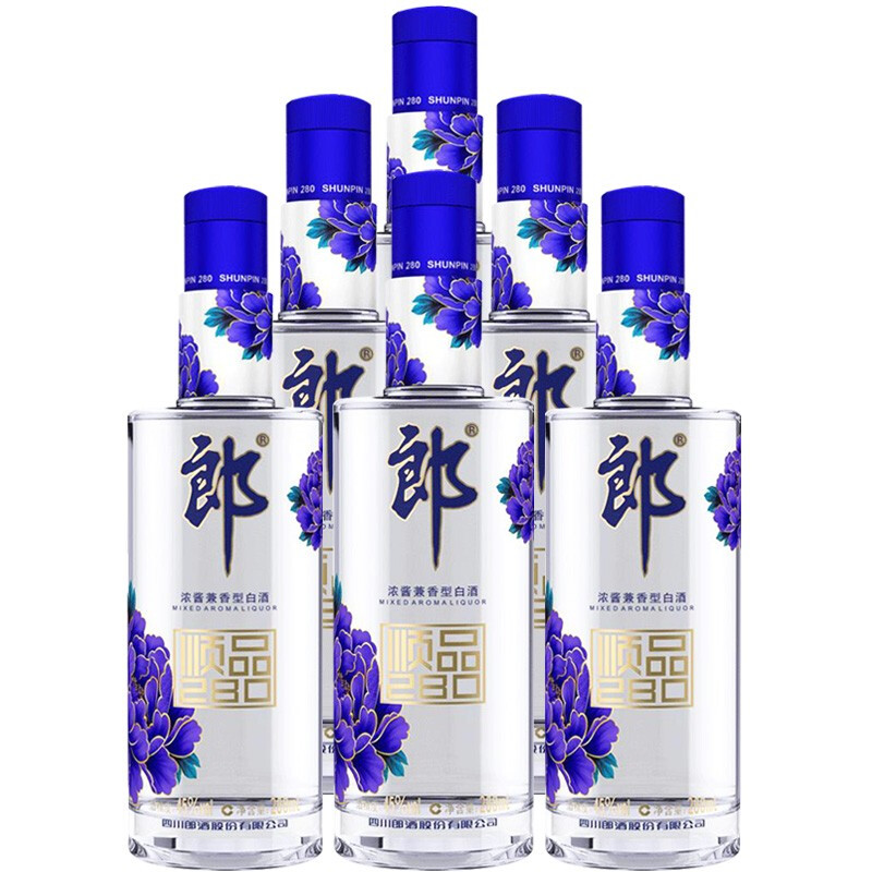 LANGJIU 郎酒 蓝顺 顺品280 45%vol 兼香型白酒 280ml*6瓶 整箱装 136.27元（需用券）