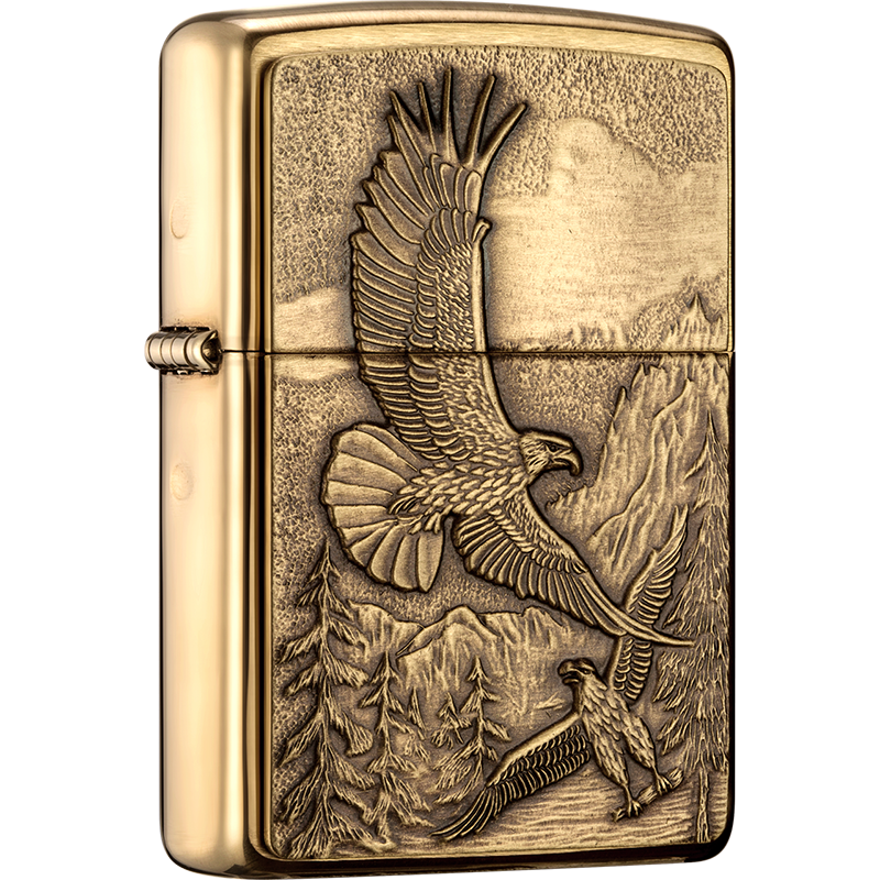 PLUS会员：ZIPPO 之宝 防风煤油打火机 高山鹰-拉丝黄铜 单机 167.3元（需领券