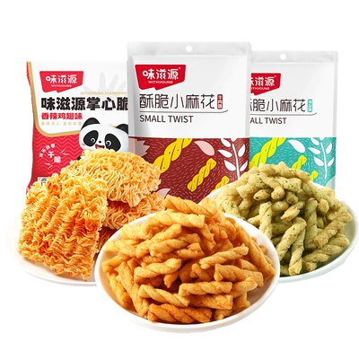 牛肉味小麻花1袋+干脆面3袋+海苔味小麻花1袋 3元（合1元/件）包邮