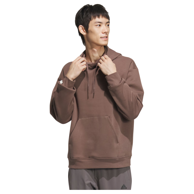 adidas 加绒加厚宽松连帽长袖套头卫衣男女秋冬阿迪达斯轻运动 岩层深土地