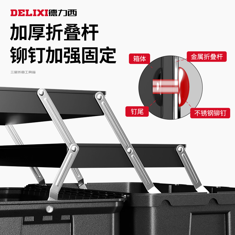 DELIXI 德力西 工具箱工业级家用套装多功能五金美术盒电工多层折叠收纳箱 2