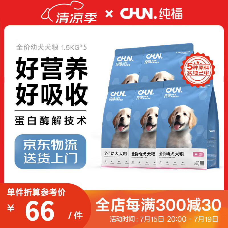 CHUN. 纯福 酶解鸡肉全价小型犬中大型犬粮无谷高蛋白冻干幼犬通用型狗粮 