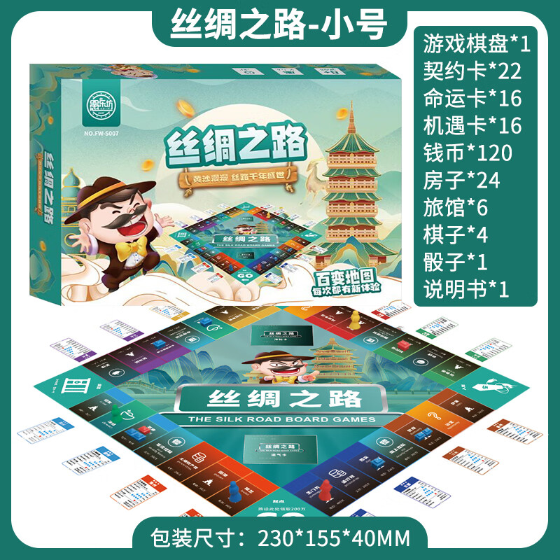 富游棋 大盒富翁游戏 丝绸之旅（小号） 13.99元包邮（需用券）