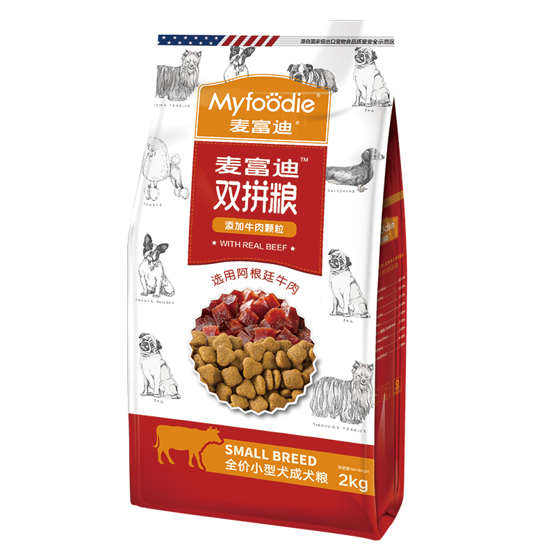 Myfoodie 麦富迪 牛肉双拼小型犬成犬狗粮 2kg 58元