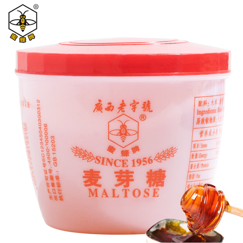 蜜蜂牌 麦芽糖经典 500g *3件+凑单品 17.23元，合5.39元/件（20.23元+返卡3元，凑