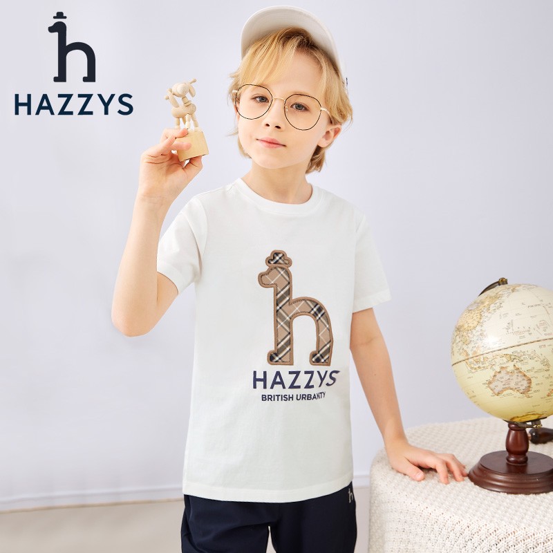 PLUS会员：HAZZYS 哈吉斯 男童透气简约短袖圆领衫 116.86元（需用券）