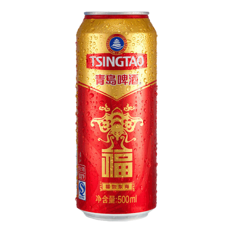 PLUS会员：TsingTao 青岛啤酒 福如东海10度大罐箱装 500mL 12罐 *2件 91.1元包邮（