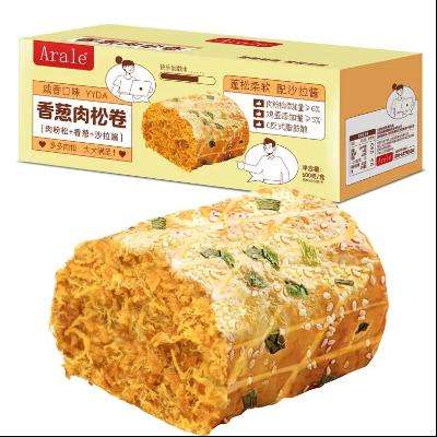 更低价：Arale香葱肉松卷600g/箱（75g*8袋） 6.9元包邮（需试用）