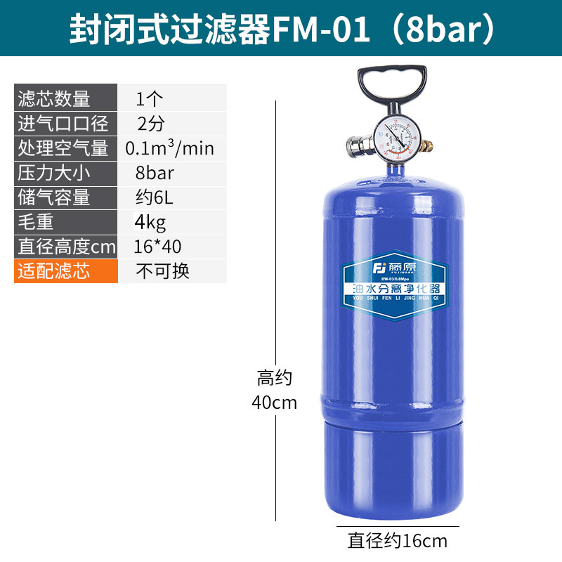 fujiwara 藤原 FM-01 空压机油水分离器 8bar 封闭式 108元