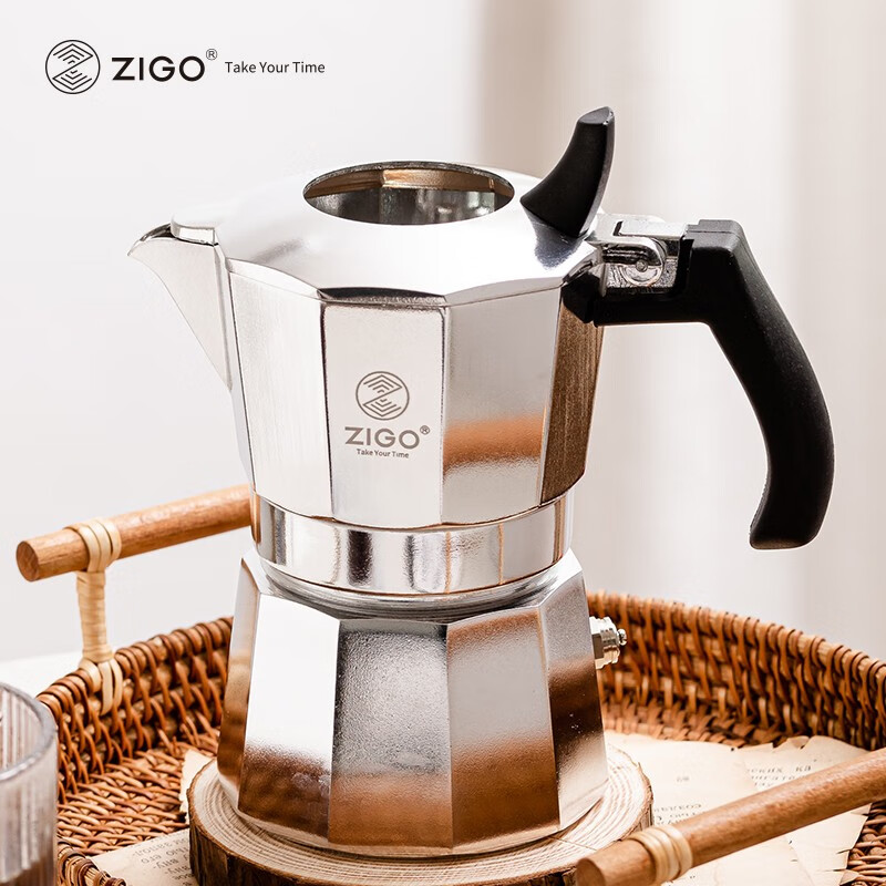 Zigo 双阀摩卡壶 2杯份 银色 ZAM-002Y 114.3元（需用券）