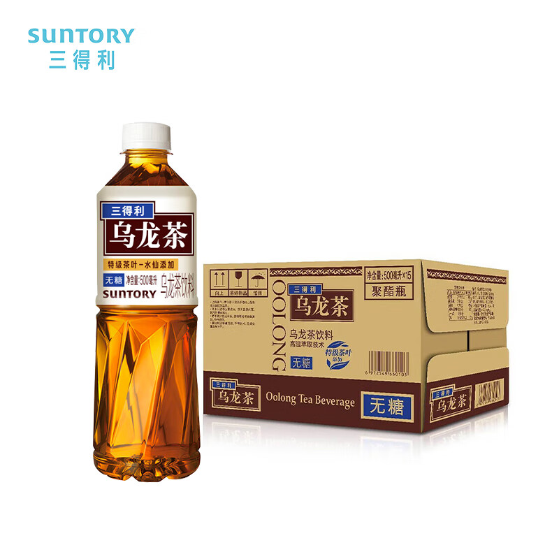 今日必买：SUNTORY 三得利 无糖乌龙茶饮料 500ml*15瓶 38.1元