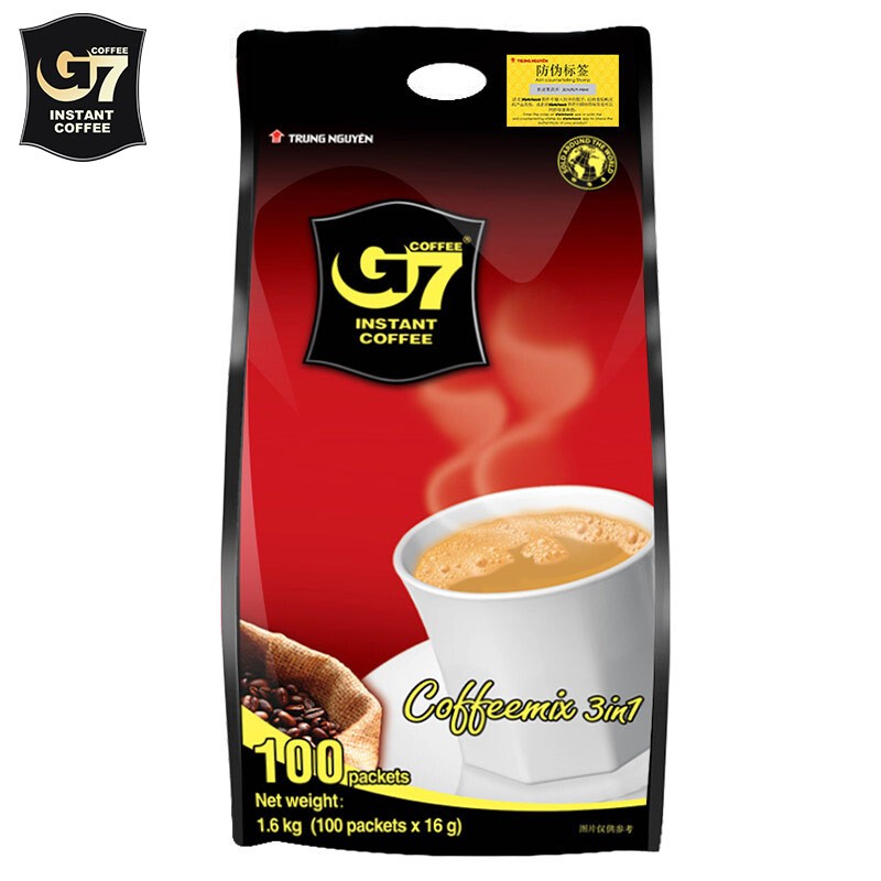 G7 COFFEE 三合一速溶咖啡粉丝滑醇厚1600g(16g*100条) 54.9元（需用券）