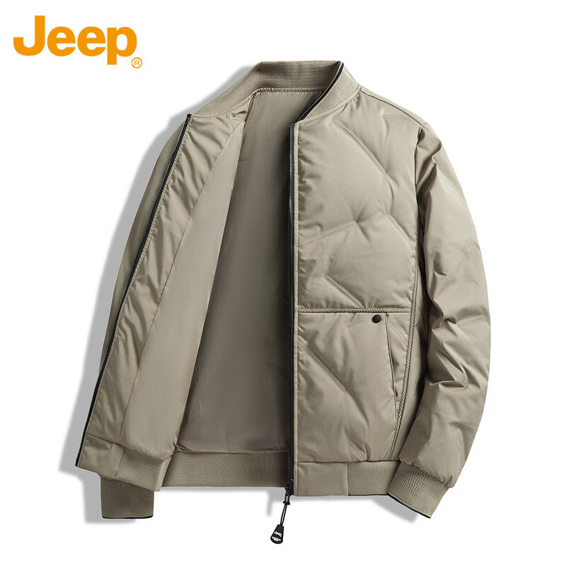 Plus会员:吉普 JEEP 棒球领工装羽绒服外套 （多色可选） 120.8元包邮