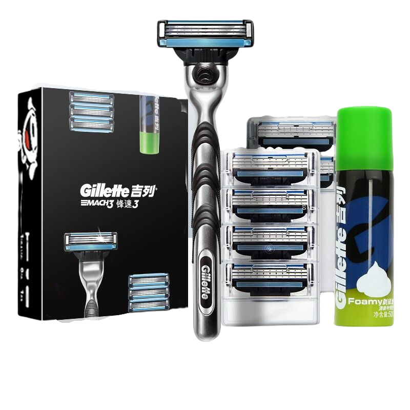 Gillette 吉列 剃须刀手动 锋速 1刀架6刀头+50g剃须膏 3层刀片 刮胡刀手动 自用