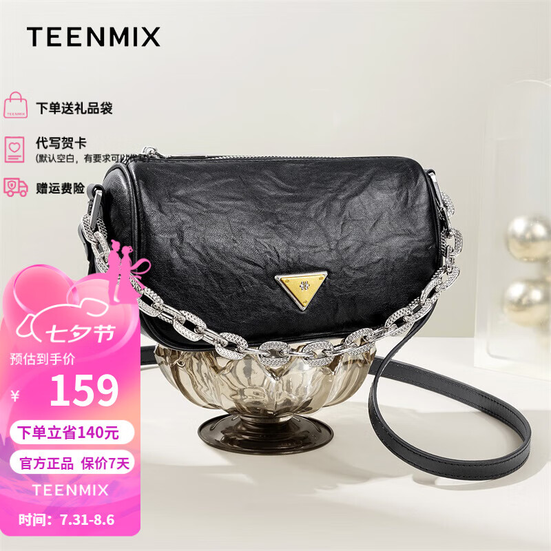 TEENMIX 天美意 2024新款女包百搭枕头包链条小包单肩包斜挎包生日礼物送女友