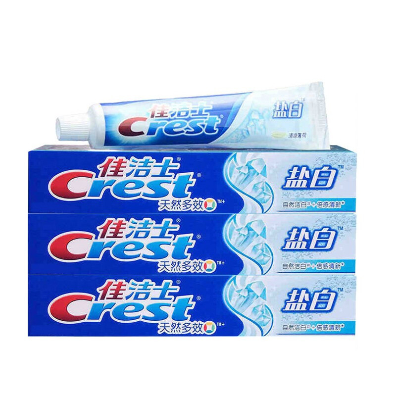 Crest 佳洁士 天然多效牙膏 清凉薄荷香型 盐白90g*3 6.99元（需用券）