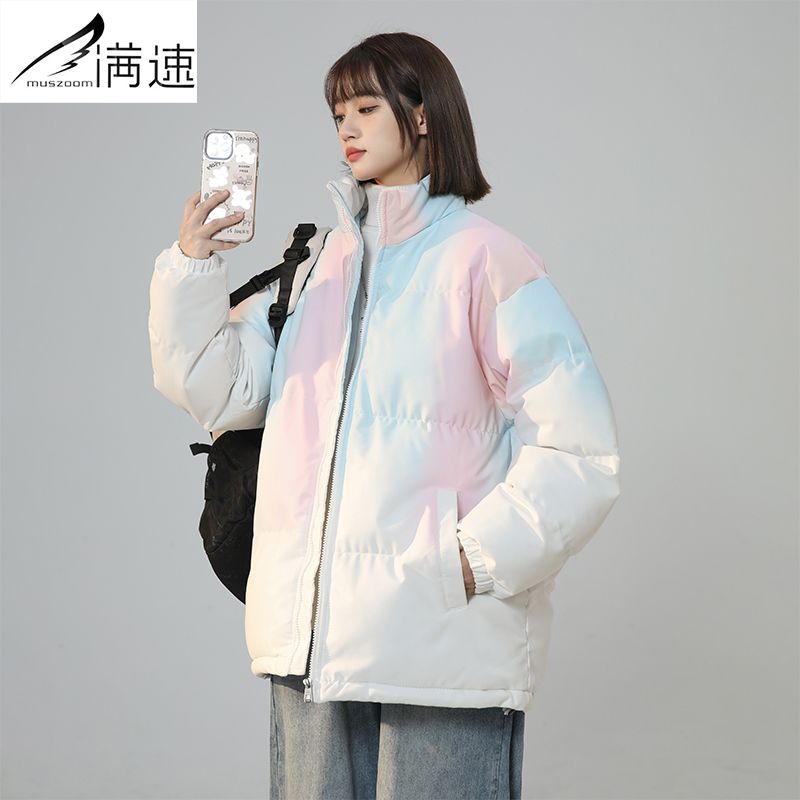 满速渐变色棉服男女2023新款潮流时尚扎染棉衣情侣款棉服青少年 83元