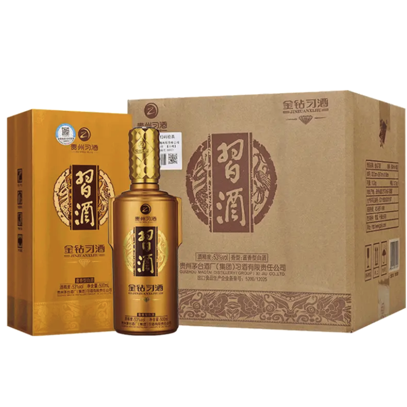 XIJIU 习酒 金钻习酒53度500ml酱香型白酒商务宴请收藏送礼 53度 500mL 6瓶 整箱