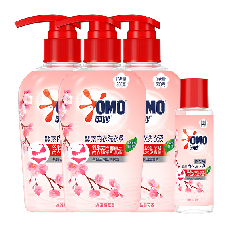 OMO 奥妙 樱花内衣洗衣液 300g*3+100g 樱花香 22.71元（需用券）