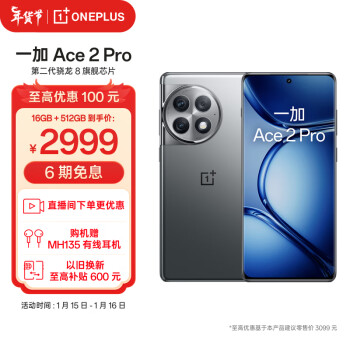 OnePlus 一加 Ace 2 Pro 16GB+512GB 钛空灰 ￥2969