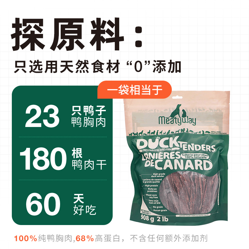 88VIP：Meatyway 爵宴狗狗零食鸭胸肉干训练奖励宠物磨牙棒100g*5包 52.42元（需