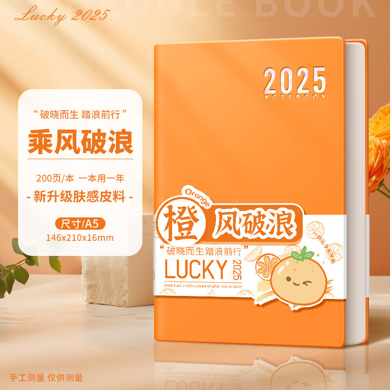 慢作 2025年日程本 A5 200页 肤感-落日橙 9.83元（需用券）