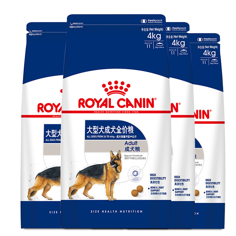 ROYAL CANIN 皇家 狗粮 成犬狗粮 犬粮 大型犬 GR26全价犬粮 15月以上 4KG*4 394.38元