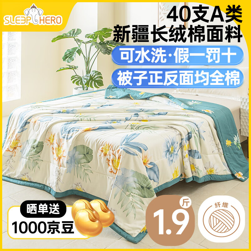 SleepHero 睡眠英雄 40支A类可水洗纯棉100% 夏季空调被 2斤150*200cm 72.05元（需用