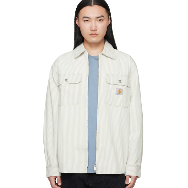 CARHARTT WORK IN PROGRESS 白色 & 灰色 Mercer Stripe 夹克 3折 $60（约405.76元）