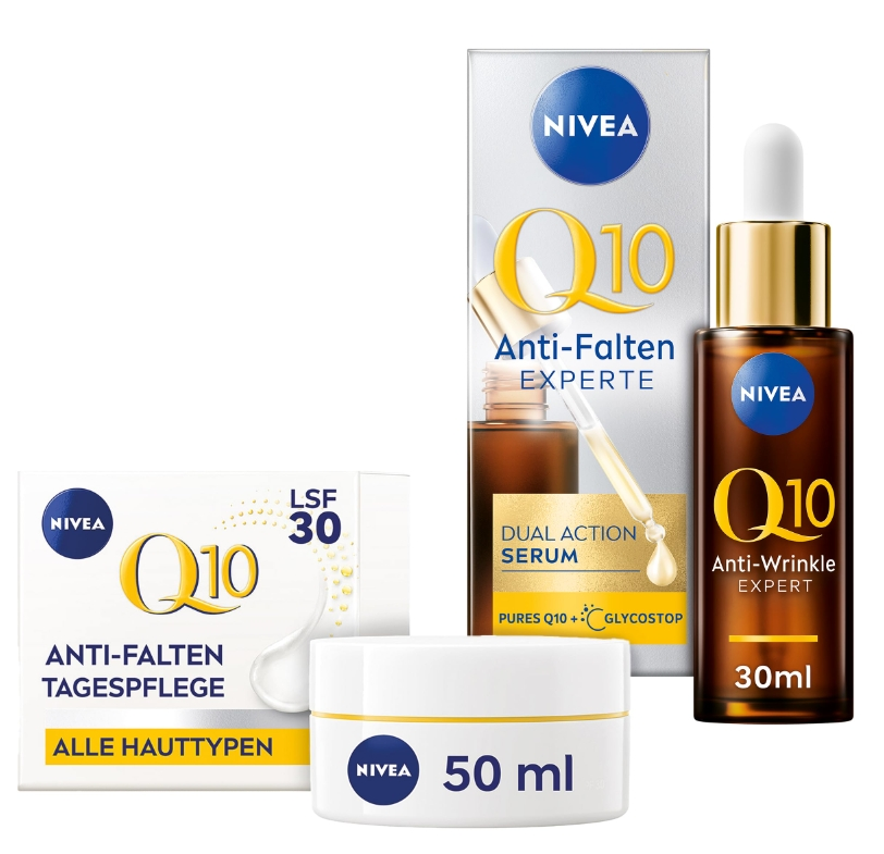 【含税直邮】NIVEA 妮维雅 Q10 抗皱面部护理套装 含日霜 含 Q10 和肌酸 紧致精