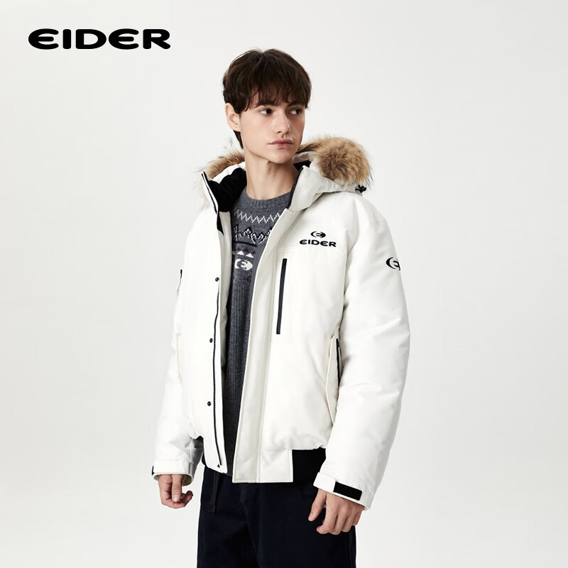 eider 户外滑雪保暖羽绒服男女登山旅游鹅绒服 明星同款 奶油色 M 1520.1元（