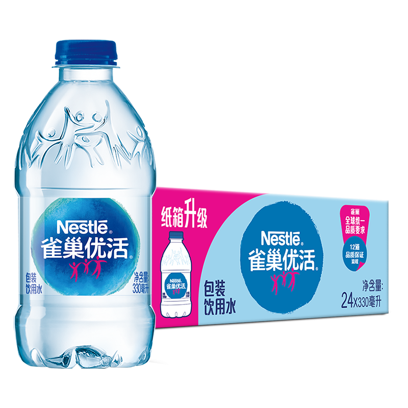 再降价、需首购、掉落券、plus会员:雀巢优活 饮用水 330ml*24瓶 整箱装+凑单