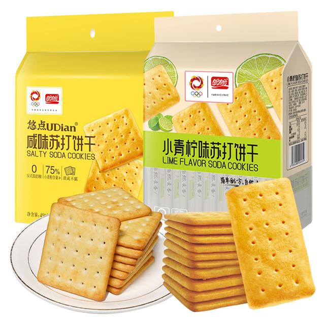 梅尼耶 咸味/小青柠苏打饼干 450g*1袋 9.98元/件（需购2件，实付19.96元包邮）