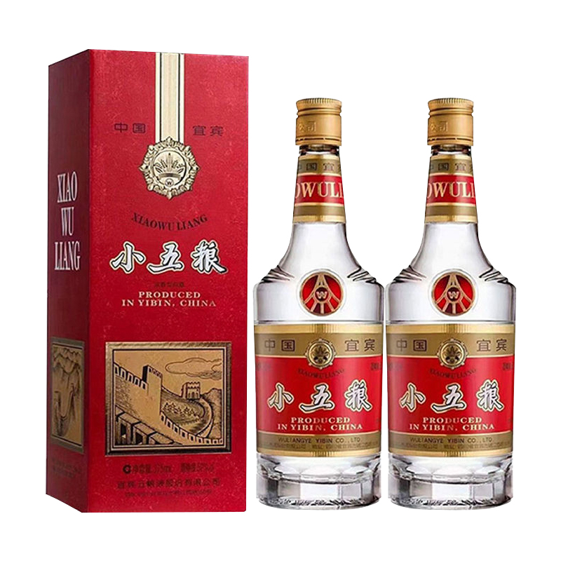 88VIP：WULIANGYE 五粮液 52度小五粮375ml*2瓶浓香型白酒(含礼袋) 528.2元