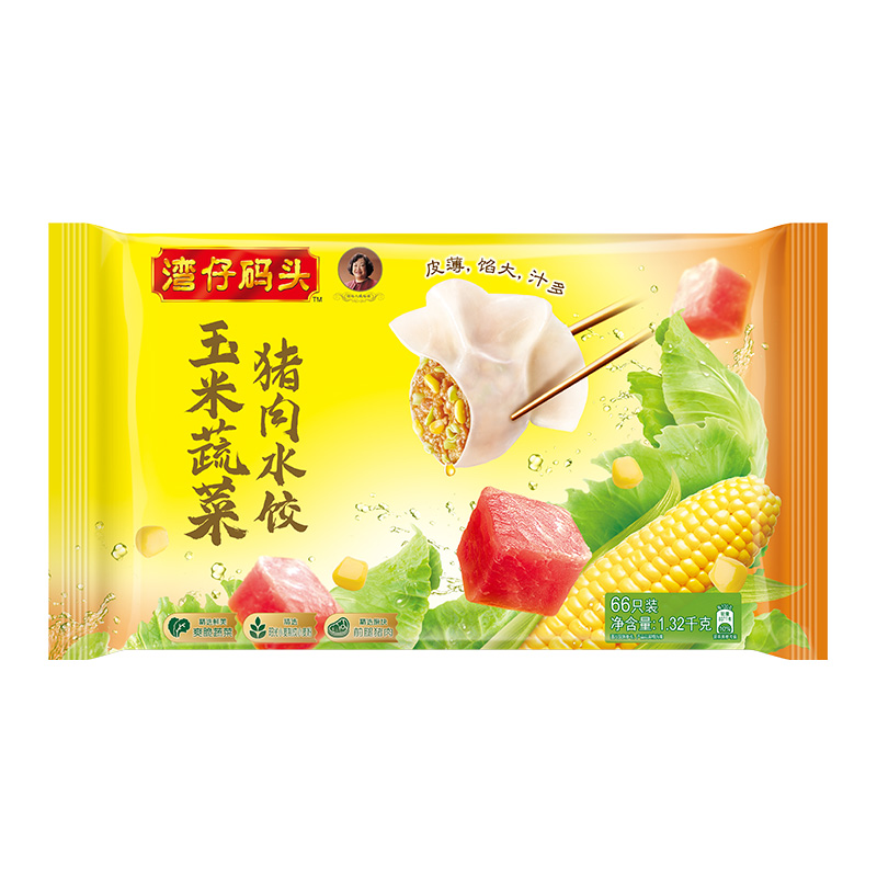 湾仔码头 玉米蔬菜猪肉水饺 1.32kg 28.6元（需用券）