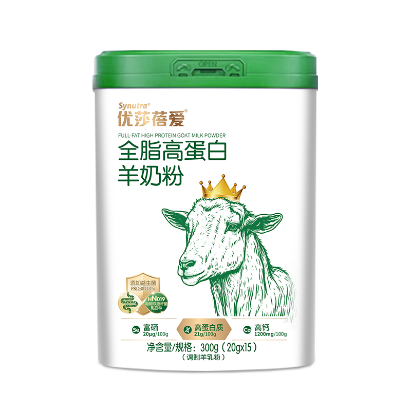 双11狂欢、plus会员：优莎蓓爱 全脂高蛋白羊奶粉 300g（20g*15条）方便携带 高