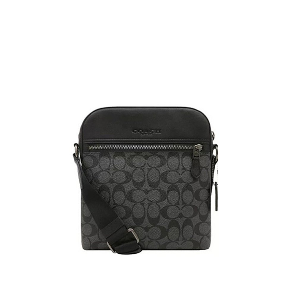 COACH 蔻驰 美国COACH蔻驰男士斜挎包黑色拉链印花时尚潮流简约 1037.54元