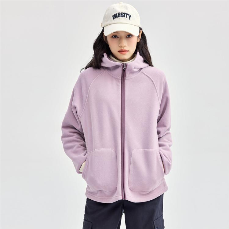 GIORDANO 佐丹奴 女款摇粒绒撞色拉链连帽插肩针织外套 79元