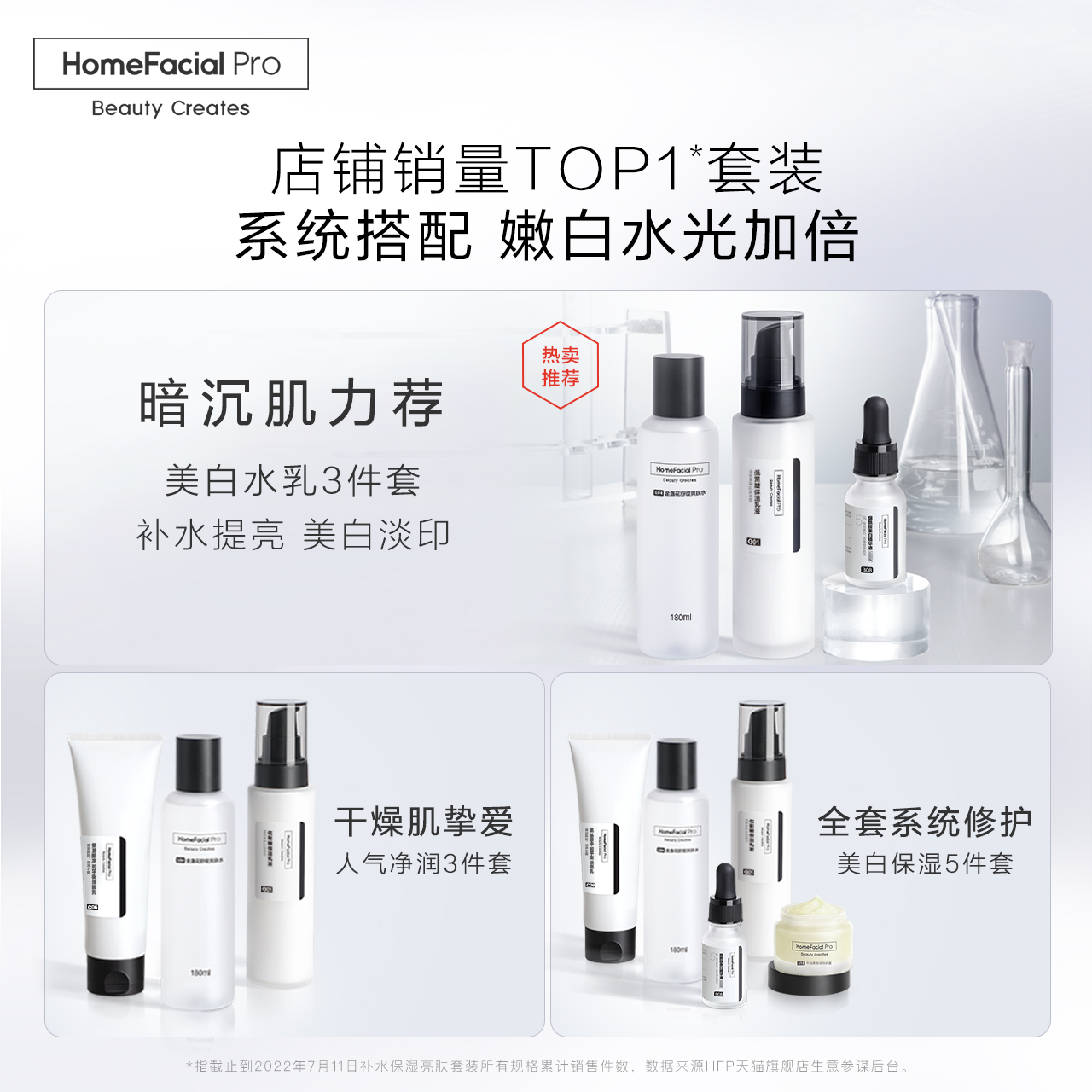 HomeFacialPro HFP（洁面120g+水180ml+乳液118g+赠 金盏花30ml+低聚糖乳液20g+净润洁面