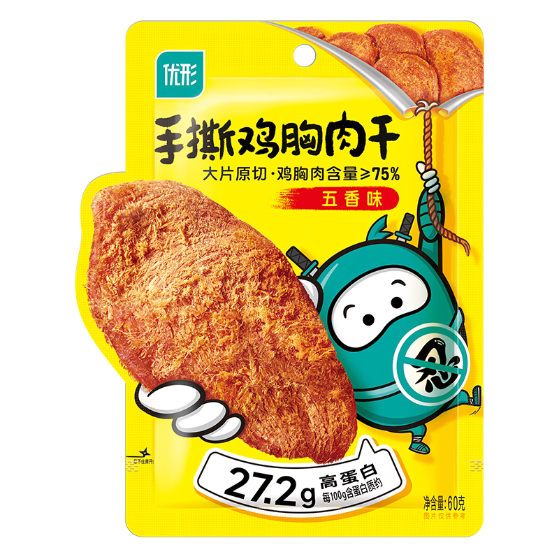 ishape 优形 鸡肉脯手撕肉 手撕鸡胸肉干60g 8.7元（需买6件，需用券）