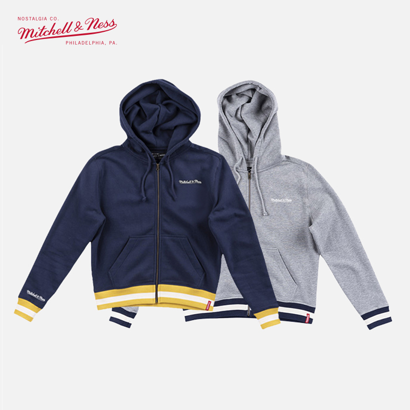 Mitchell&Ness 官方运动休闲连帽卫衣短款套头衫拉绒上衣BF风女款 99.08元