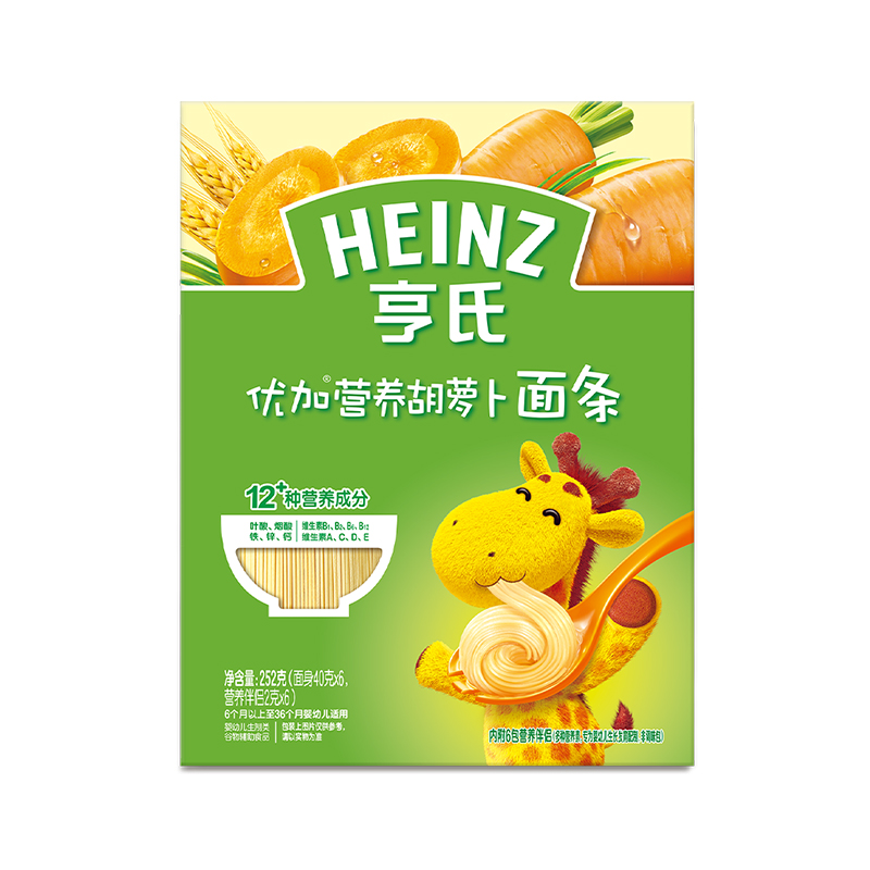 Heinz 亨氏 优加宝宝面条营养细短直面 252g 14.49元