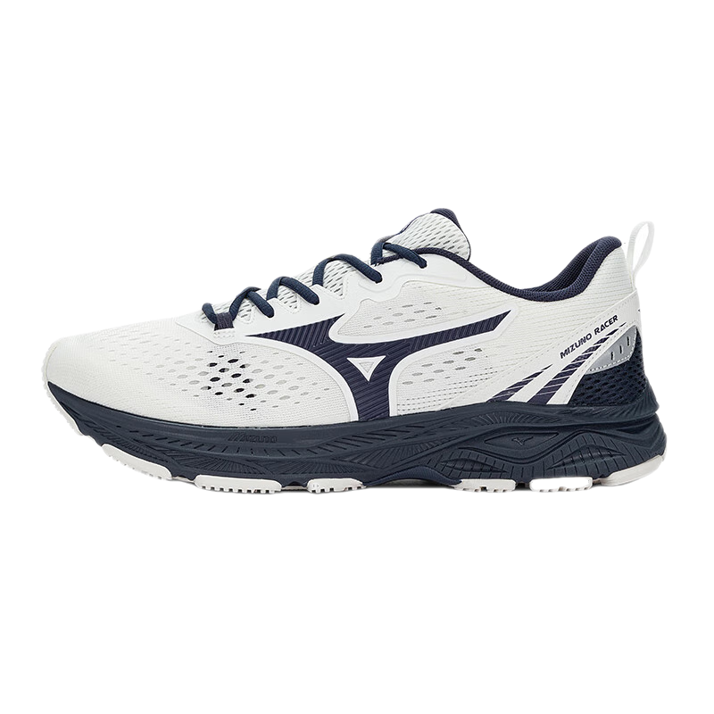 PLUS会员：MIZUNO 美津浓 RACER 运动鞋男 06/白色/墨水蓝 335.21元 包邮 （需用券