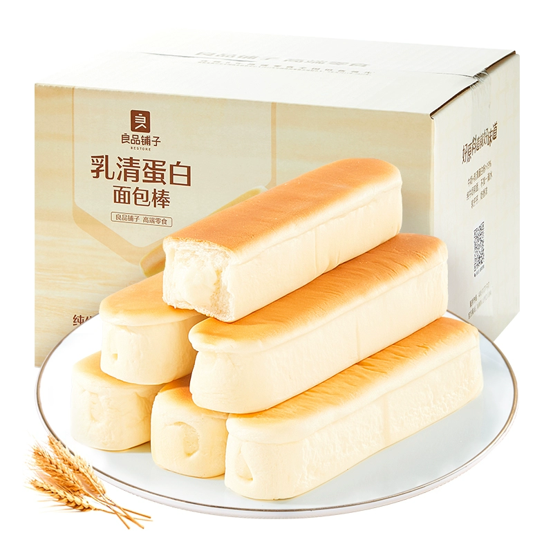 良品铺子乳清蛋白面包棒500g/箱 券后14.3元