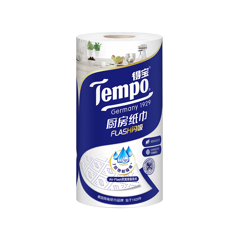 Tempo 得宝 一博同款 厨房卷纸88节*1卷 水油瞬吸 超大卷 吸油纸 懒人抹布 15.9